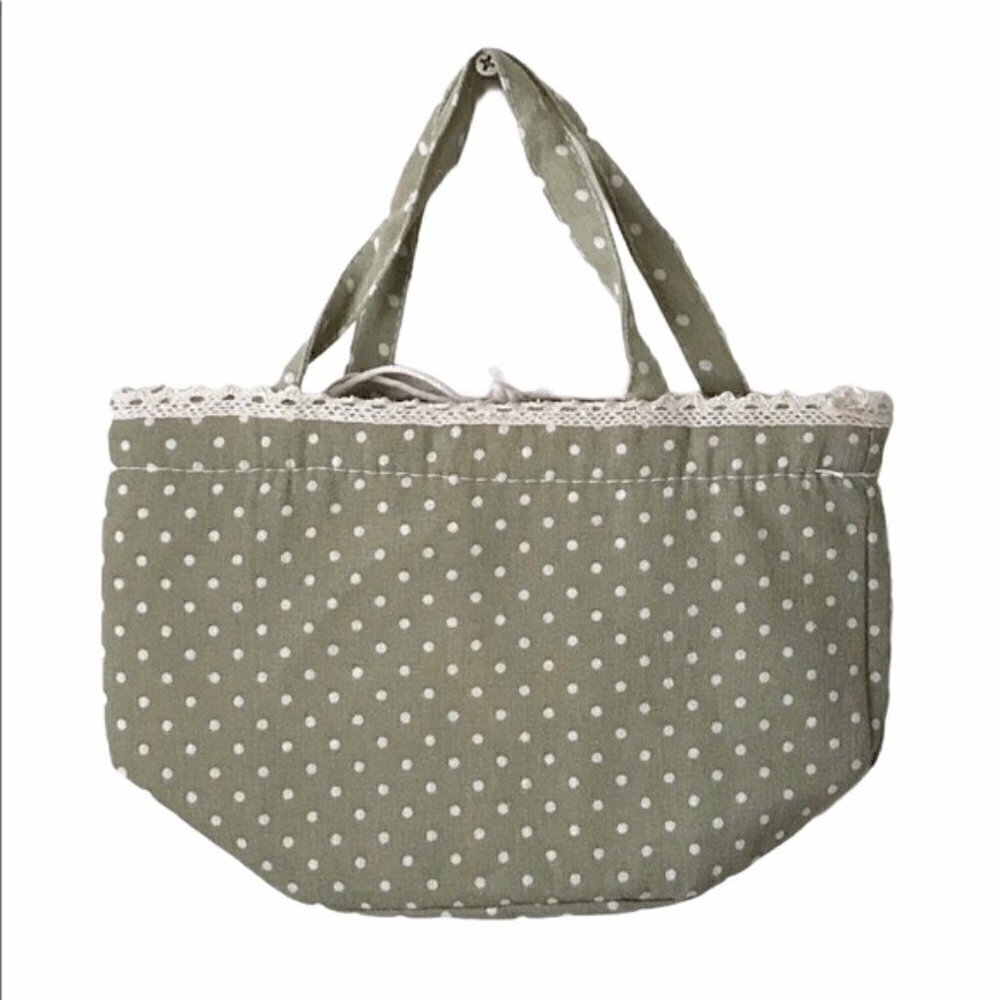 Mini Handmade Collapsible Green Bucket Bag - Picture 3 of 9